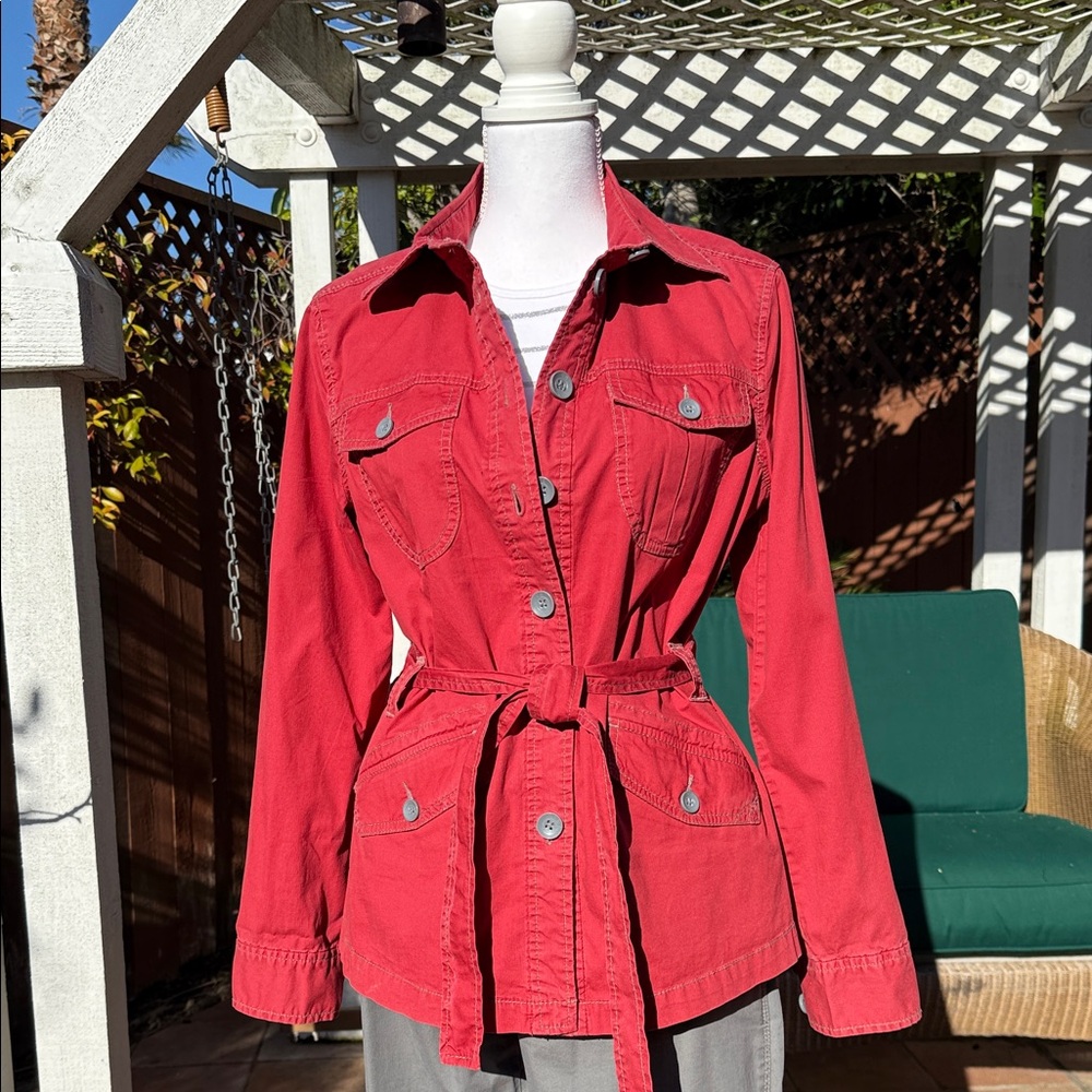 Christopher Blue Red Belted Jacket
